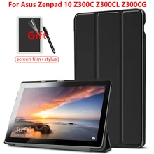 Магнитный кожаный чехол-подставка для планшета Asus Zenpad 10 Z300C Z300CL Z300CG Z301+ Защитные пленки+ стилус