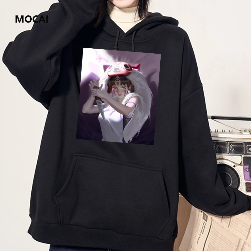 Tops Japanese anime Princess Mononoke graphic Print hoodie for women Harajuku fashion couple street aesthetic Loose sweatshirts