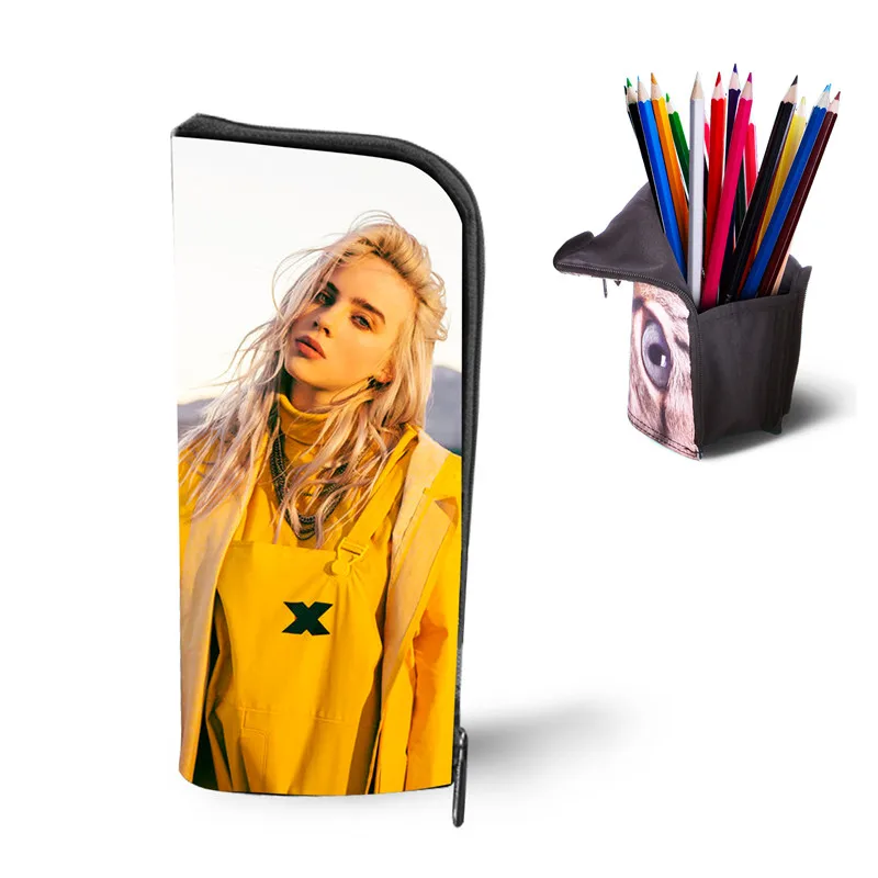 Billie Eilish Косметический Чехол для девочек-подростков, школьные канцелярские товары, Мультяшные высокие женские принты, ручка для детей, сумка для женщин, пенал - Цвет: LH1097D