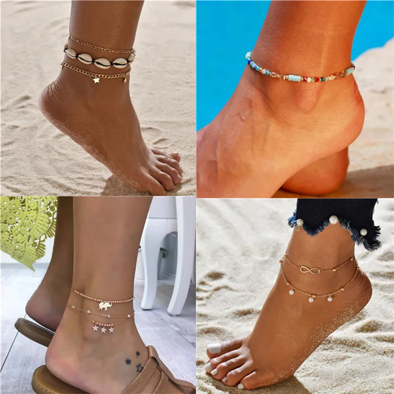 2021 Hot Sale Summer Jewelry 18 Style Bohemian Women Anklets Beach Accessories Natural Shell Beads Ankle Bracelet Gift | Украшения и