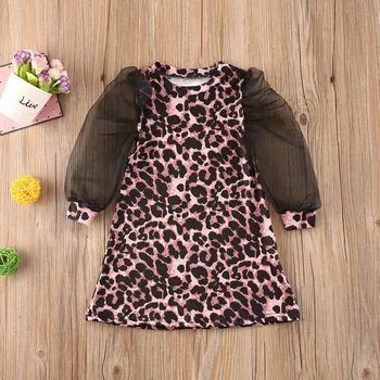 

kids baby girls leopard outwear dresses Transparent Sleeve toddler girl dress child clothing clothes Casual Summer 1-6Y