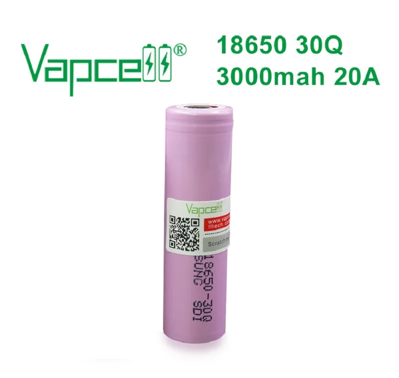Vapcell 18650 3000mAh 20A 30Q 3,7 V литий-ионный аккумулятор высокой мощности для электроинструментов/фонарей