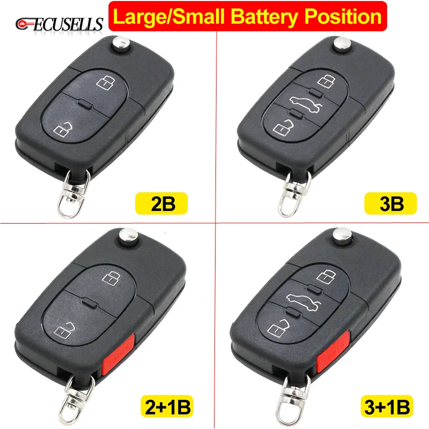 2/2+1/3/3+1 Button Remote Car Key Shell Case For Audi A2 A3 A4 A6 A8 TT for CR2032 CR1620 Battery Large / Small Position | Автомобили и