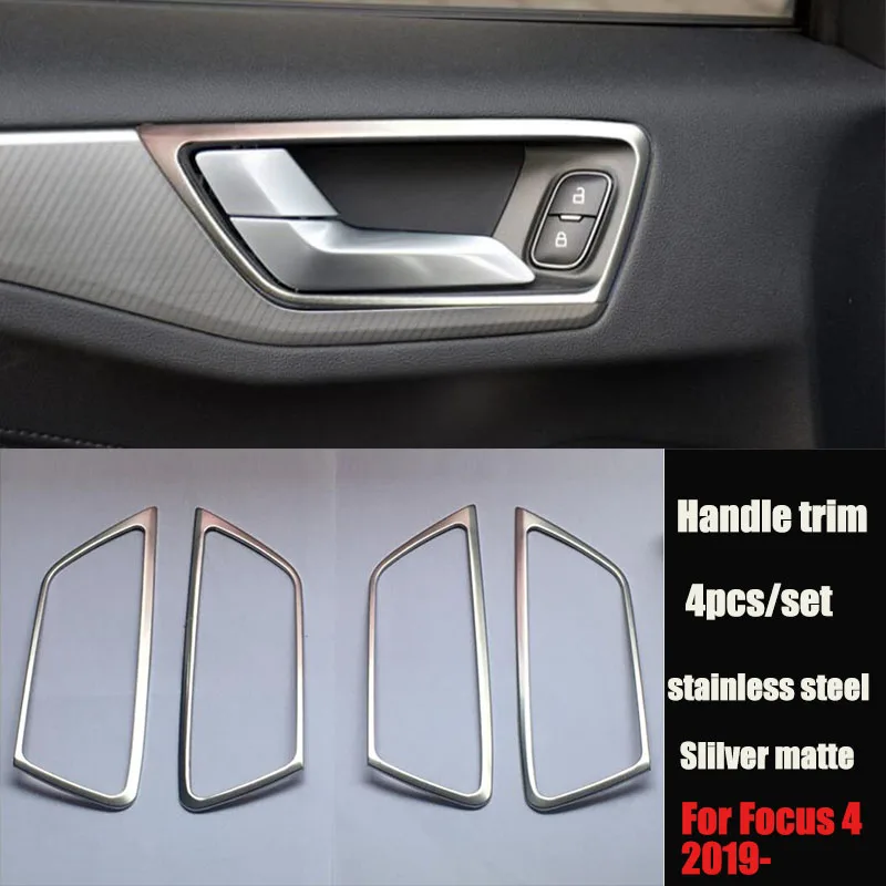 Steel Silver matte19 4 шт./компл. автомобиля Средства для укладки волос межкомнатных дверей ручная отделка Декоративная рамка чехол для Ford Focus 3 4 2012- авто аксессуары - Название цвета: Steel Silver matte19