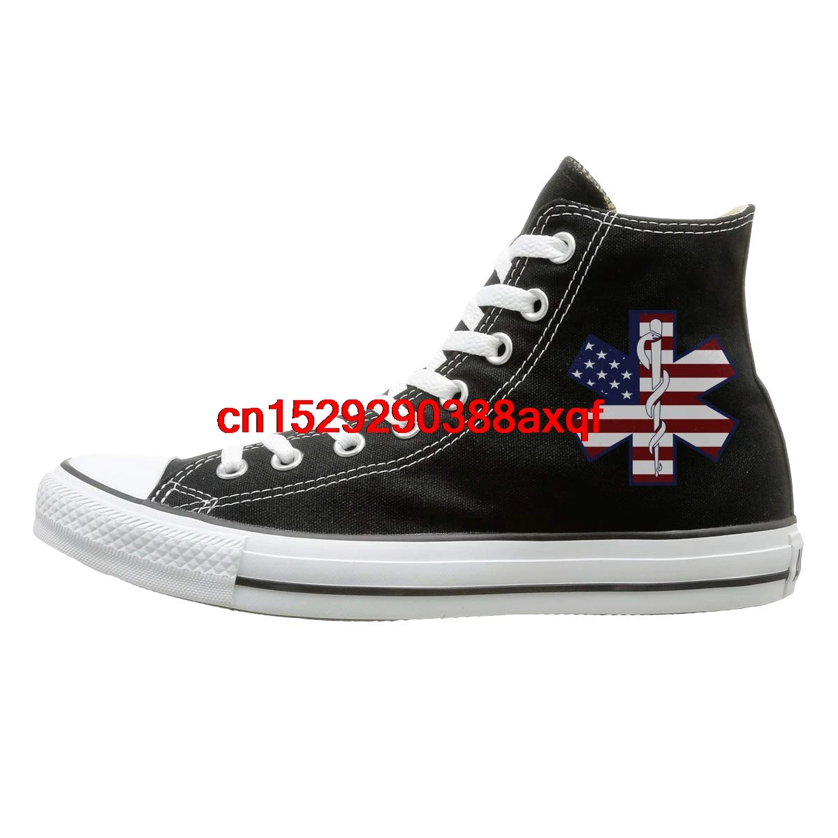 

Canvas Shoes American Flag EMS EMT2 Fashion High Top Lace Ups Sport Sneakers For Men's Women's