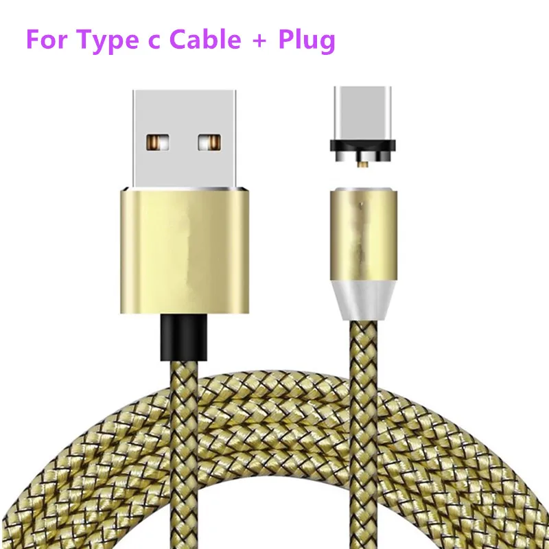Gold For Type C Магнитный кабель плетеный мобильный светодиодный Тип C Магнит Micro USB Зарядное устройство кабель для huawei Honor 20i 9 Lite Коврики 10 Lite 8 8A 8S Тип C - Цвет: Gold For Type C