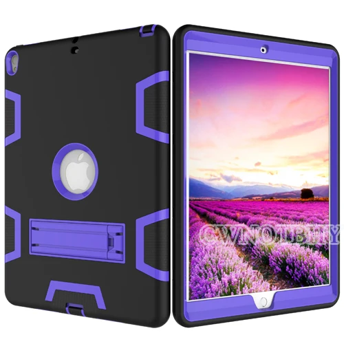 Детский защитный чехол для iPad Air 3 10,5 iPad Pro 10,5 планшет, сверхмощная броня, противоударный силиконовый Жесткий чехол из поликарбоната - Цвет: black purple