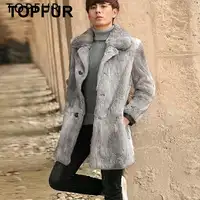 TOPFUR 2018 натуральный кролик рекс реального Меховая куртка для Для мужчин На зимнем меху пальто теплое толстое пальто с меховым отложным