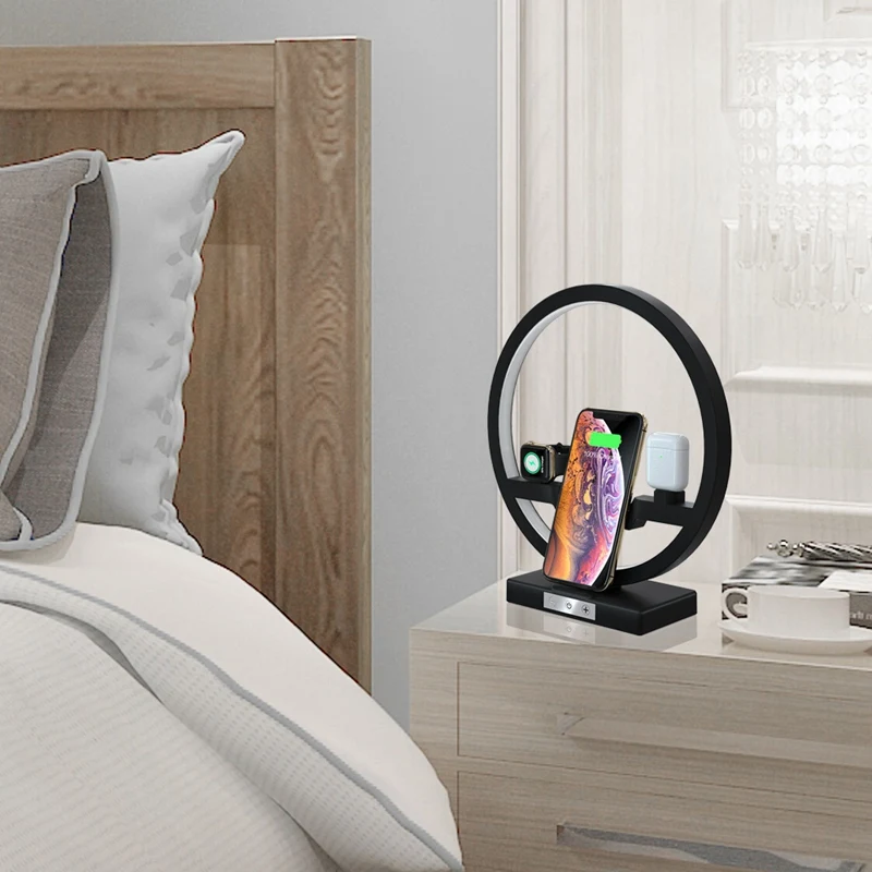 

Mobile Phone Watch Headset Table Lamp Four in One Charging Bracket for iPhone 11 Charger Holder