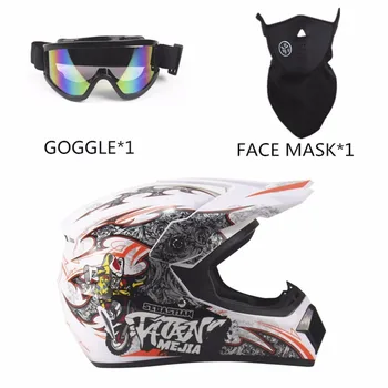 

3PCS/SET Breathable Motorcycle Helmet Lightweight Full Face Racing Motorcycle Safety Unisex ABS Shell Motorbike Helmet Top quali