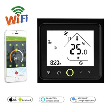 

WiFi Black Thermostat Temperature Controller for Electric Floor Heating with Alexa Google Home