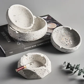 

Nordic Creative Round Cement Ashtray Home decoration accessories Smoking Ash Holdler Living Room Office Coffee Table Decorations