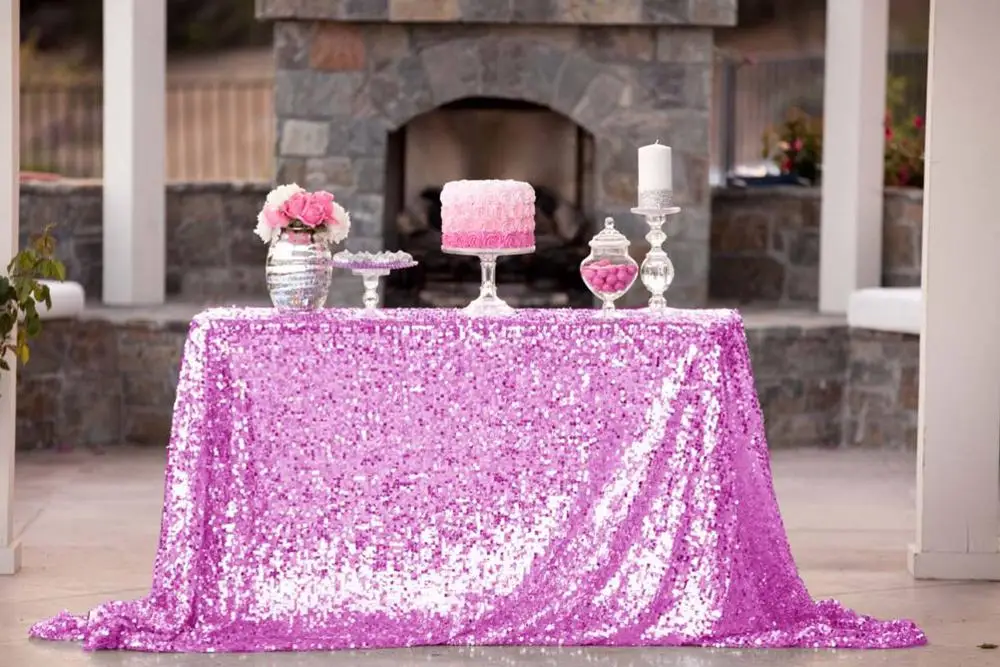 Light Purple Sequin Tablecloth Rectangle Lavender 72x108-Inch Sequence Tablecloth Dessert Table Tablecloth for Wedding/Birthday/Party Decor - Цвет: Light Purple