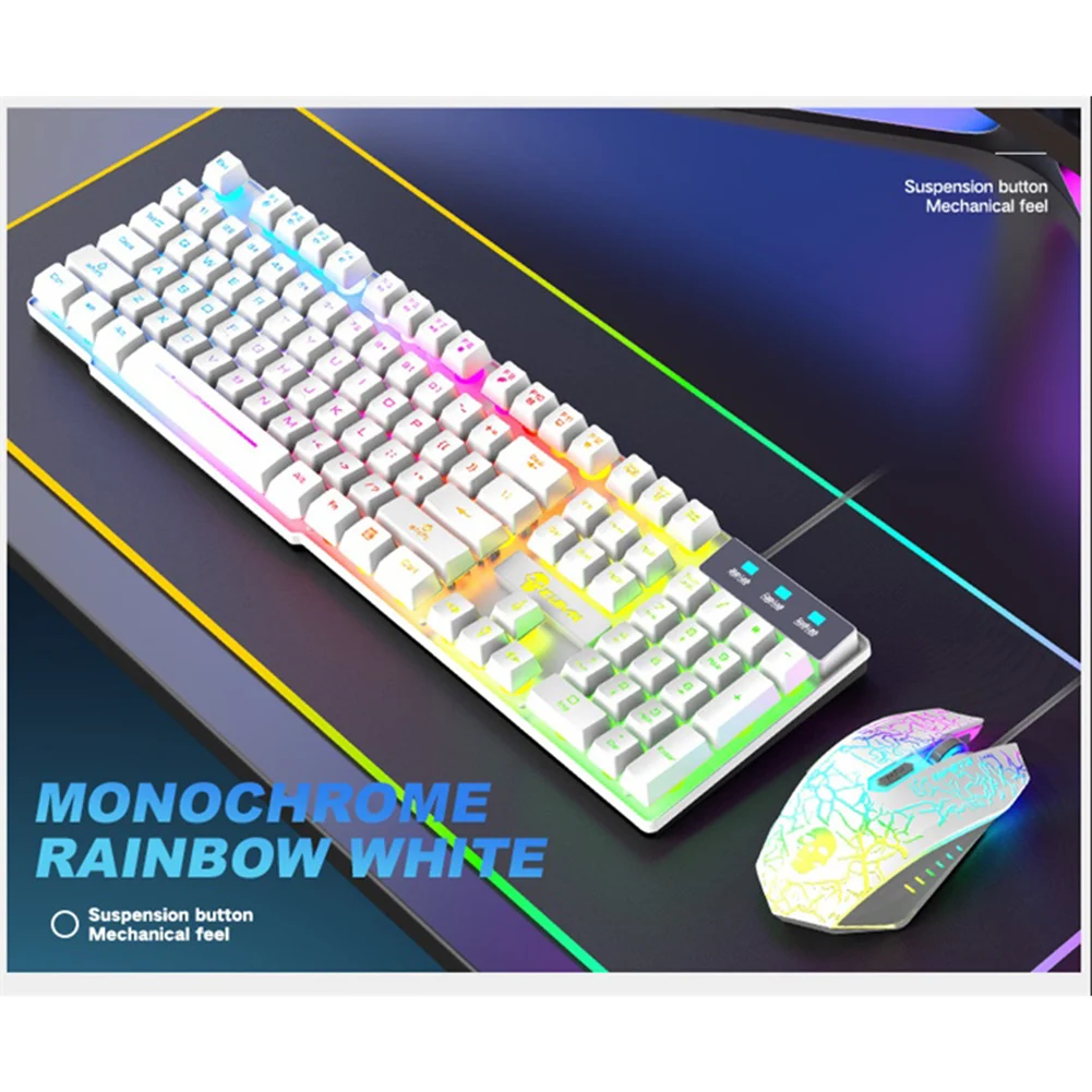 Keyboard Mouse 3-in-1 Kit USB Wired Computer Gaming Mouse Pad Accessories Set for Household Computer Accessories White Keyboard Mouse 3-in-1 Kit USB Wired Computer Gaming Mouse Pad Accessories Set for Household Computer Accessories White