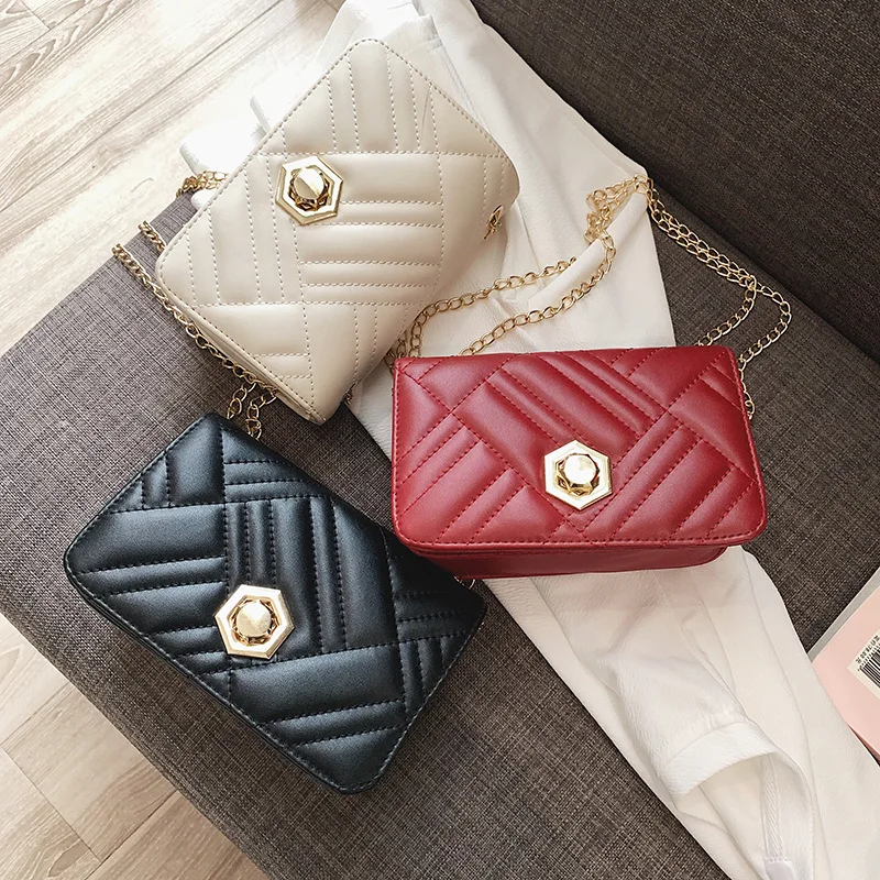 

Small Bag Women's 2020 New Style Fashion Korean-style Versatile Shoulder Square Sling Bag Fashion Western Style Iron Chain Shoul