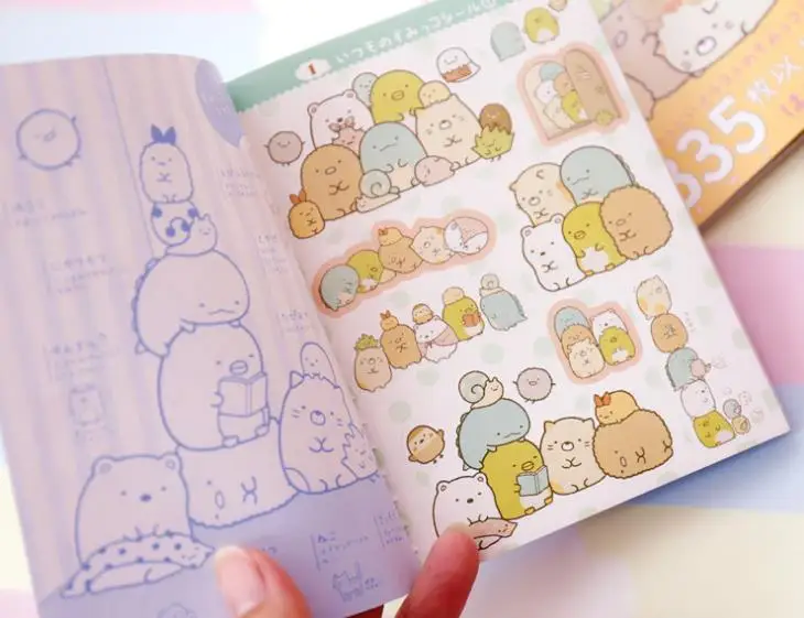 335 шт./упак. мультфильм рисунок «Hello, синие, желтые, Sumikko Gurashi Книжная Полка Декоративные наклейки из бумаги васи Скрапбукинг Стикеры этикетка канцелярские