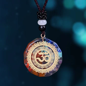 

Orgonite Pendant Om Symbol Necklace Chakra Healing Energy Necklace Meditation Jewelry Handmade Professional Dropshipping