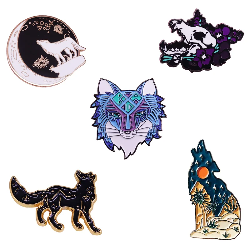 Celeste Serie Lupo Spilla Galaxy Spazio Pin Misterioso Arcane Skull Art Accessorio