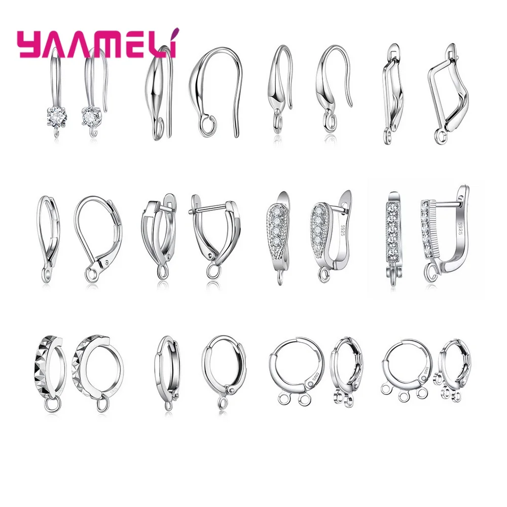 12 Designs Mixed High End 925 Sterling Silver Crystal Jewelry Findings Hot Sale Earrings DIY Making Components Accessories
