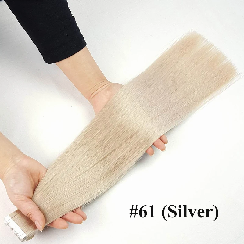 61 color Showcoco мини белый М стиль лента в девственные человеческие волосы для наращивания один Даритель кутикулы выравнивается неповрежденной кожи уток ленты ins для салона - Цвет: 61 color