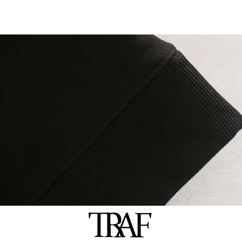 TRAF Женские винтажные стильные Лоскутные Свободные толстовки с кисточками и круглым вырезом с длинным рукавом женские пуловеры шикарные топы
