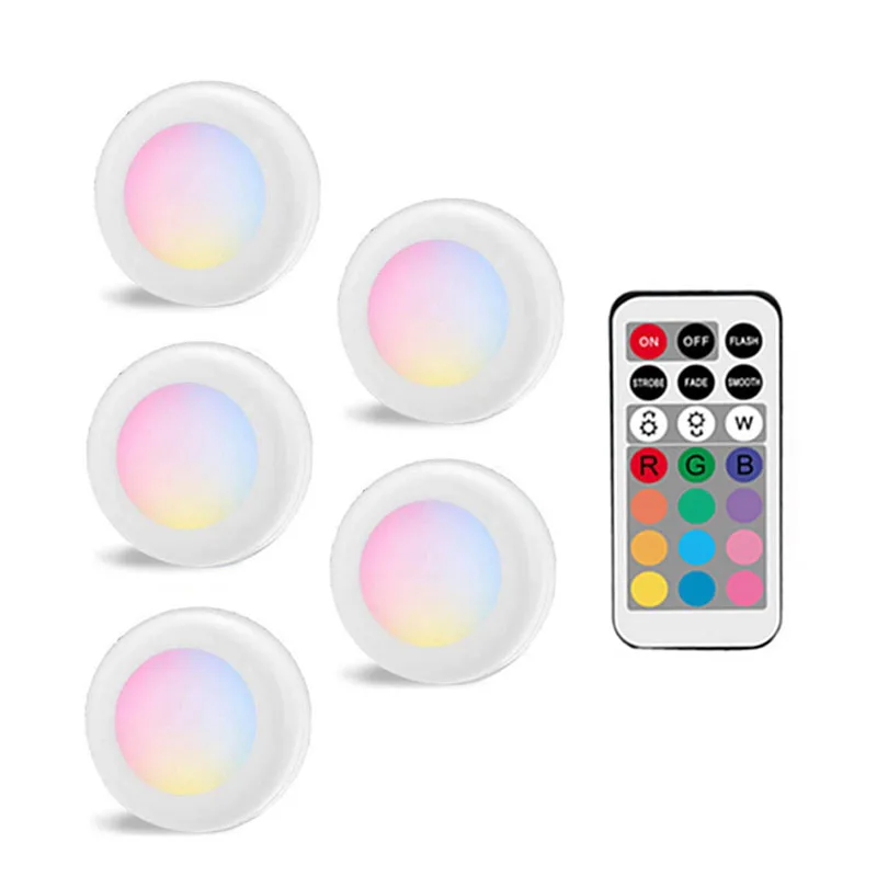 nite light Battery LED Cabinet Light RGB Puck Lights Remote controller Dimmable Under Shelf Kitchen Counter Lighting Decoration Night lamps best night light Night Lights