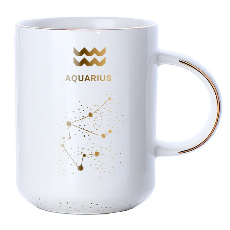 Aquarius(white) 12 Созвездие креативные керамические кружки, стильная кофейная чашка большой емкости молочный напиток чашка пара чашка - Цвет: Aquarius(white)