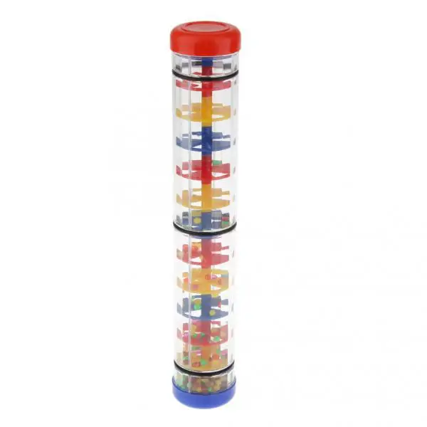 Plastic Rain Sound Maker Shake Colorful Beads Kids Learn Play Toy Gift 30cm