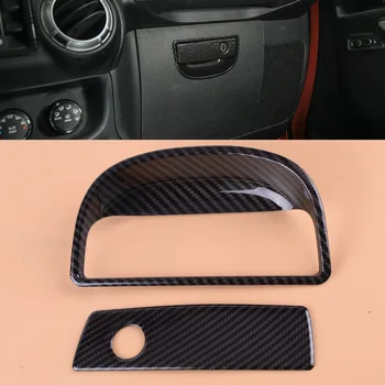 

beler Carbon Fiber Black Car Copilot Storage Glove Box Door Handle Bowl Cover Trim Fit for Jeep Wrangler JK 2011-2017 2018 2019