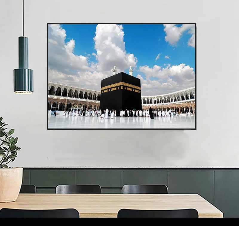 Landscape Oil Painting Religious Architecture Muslim Mosque Wall Picture for Living Room Cuadros HD Print Mecca Islamic Sacred