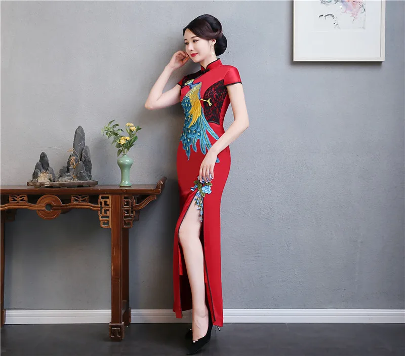 Модное Элегантное платье Cheongsam с вышивкой, белое длинное китайское традиционное платье, Восточное Qi Pao размера плюс, женская одежда