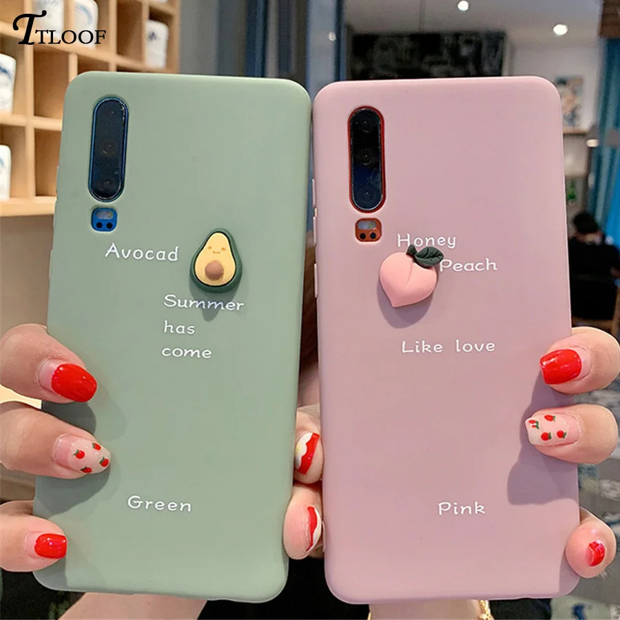 TTLOOF Silicone Case for Huawei Nova 5T case 3D fruit Avocado Peach