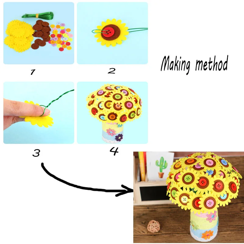 Ремесла игрушки для детей DIY Красочные Цветочные горшечные игрушечные растения детский сад нетканые головоломки руководство обучения