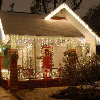 

Thrisdar 4M LED Curtain Icicle String Light Droop 0.4m-0.6m Outdoor Garden Christmas Wedding Party Starry Star Garland Light