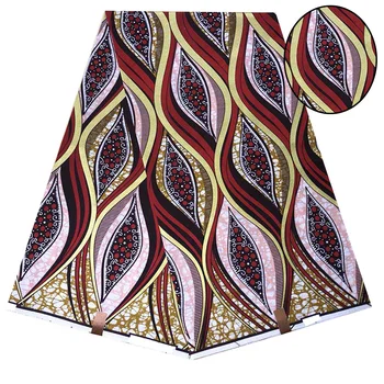 

Gold print african new fashion anakra 100% cotton african wax fabric nigerian ghana kitenge dashiki real wax fabric 6yards G0001