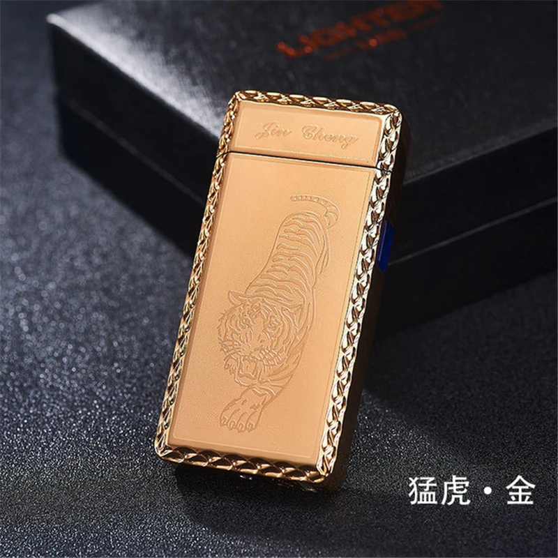 Синий Новейшая электронная Usb зарядка двойная дуговая Зажигалка плазменный электронный импульсный Зажигалка китайский Дракон Форма зажигалка гаджеты для меня - Цвет: Синий