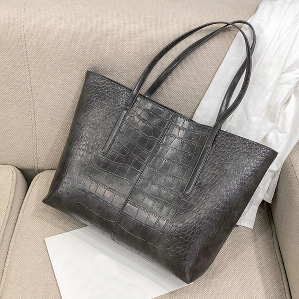 High-Quality Luxury Crocodile Handbag Women Retro Leisure Large Shoulder Bag Female Causal Totes Simple Shopping Handbag 904