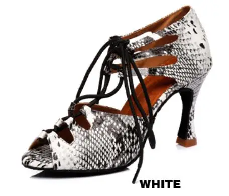 white heel 7.5cm Обувь танцевальное для сальсы туфли для вальса леопардовая обувь для танцев специальный танцевальный для бальных танцев обувь для высоких танцев кубинский каблук JuseDanc - Цвет: white heel 7.5cm