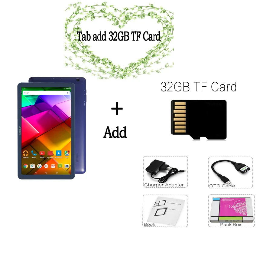 Комплект 3 BDF, новинка, Android 5,1, планшеты, ПК, телефон, sim-карта, 10 дюймов, 1 Гб+ 16 ГБ, ips, lcd, четырехъядерный, 4200 мАч, батарея, Wifi, Bluetooth, приятный дизайн - Комплект: Комплект 3