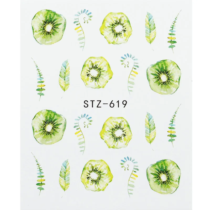 1 шт наклейки на ногти цветок, лист, дерево, киви, Зеленый ногтей слайдер искусство водяной знак украшения Советы
