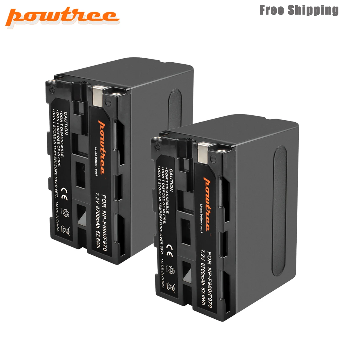 Powtree 7,2 V 8700 мА/ч, NP-F960 NP-F970 Камера Батарея для sony NP F960 F970 NP-F770 F550 CCD-TRV58 TRV110K TRV26E HVR-Z1 V1J L50 - Цвет: 2 Pack Batteries