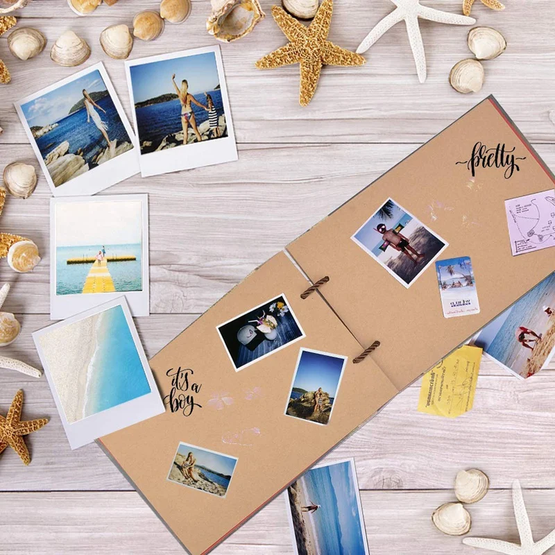 Handmade DIY Album Paste Vintage Tether Album My Adventure Book Up Family Scrapbook Photo