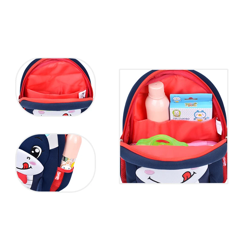 Ортопедические детские милые Мультяшные школьные сумки с животными для мальчика, красный маленький детский рюкзак, светильник