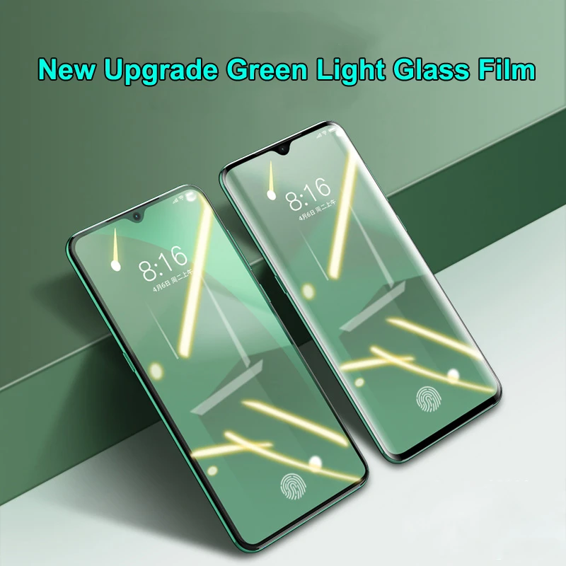 Protector de pantalla para móvil, vidrio templado para Mi 9T, CC9, A3 Lite, Redmi K20, Note 8 Pro, nuevo, Protector de ojos, diamante, luz verde|Protectores de pantalla de