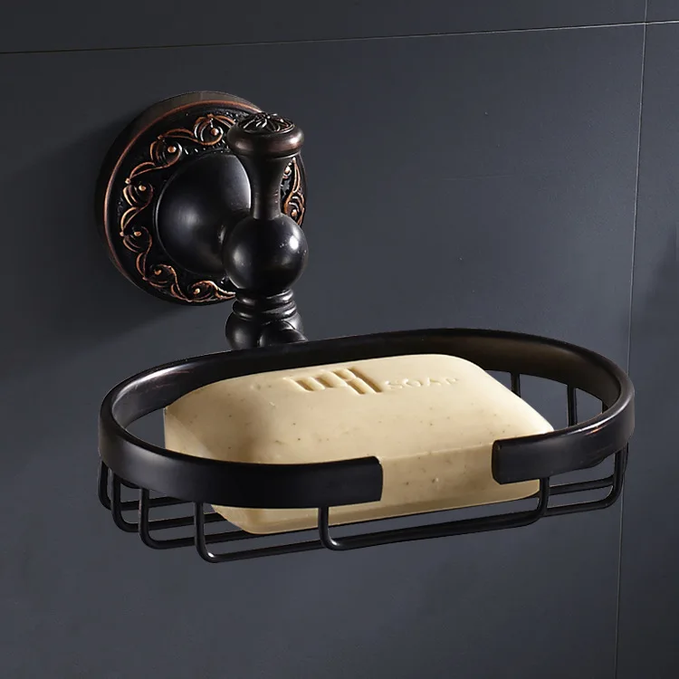 

Manufacturers selling all copper soap network European black wire drawing bathroom hangs shelf hotel toilet soap