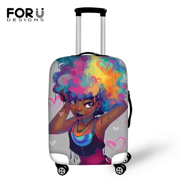 FORUDESIGNS/Пыленепроницаемый Чехол для багажа с рисунком в африканском стиле для девочек, чехол для чемодана, дизайн афро-искусства, водонепроницаемый для дорожных принадлежностей - Цвет: CDWX3990LMS