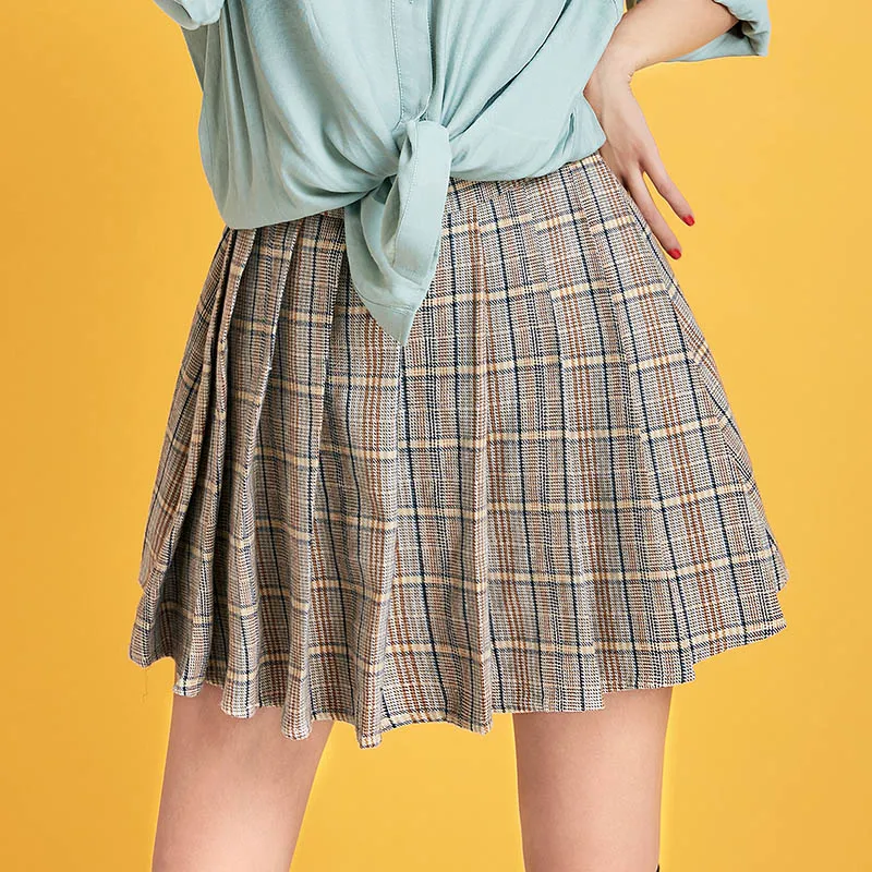 skirt ARTKA осень зима новые женские костюмы Винтаж двубортный клетчатый Блейзер комплект шерстяные пиджаки костюм с юбками для женщин WA10198Q - Цвет: skirt