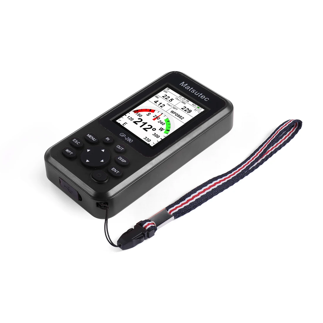Matsutec GP 280 Handheld GPS Navigator Marine GPS Locator Handheld High Sensitivity GPS Receiver Various Voyage Screens Black