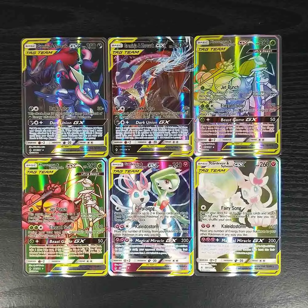 TAKARA TOMY 300 шт. без Повторите Pokemons GX усилительный насос карты блестящие Покемон