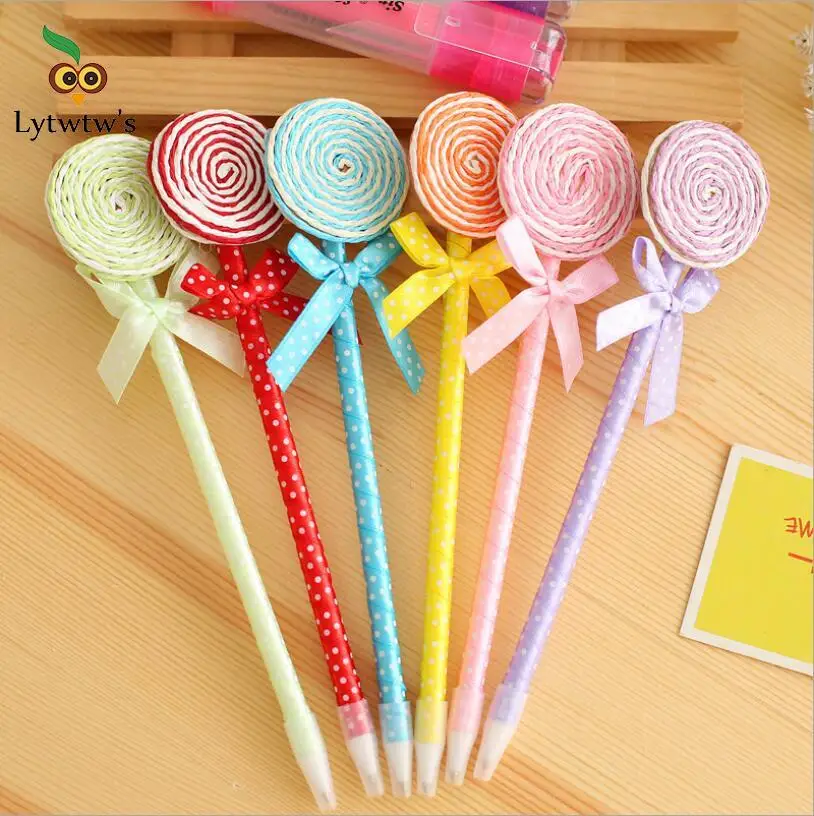 4 Pieces Lytwtw's Ballpoint Pen For School Supply Creative Freebie Novel Office Gift Chancery Lollipop Candy Stationery Flat |